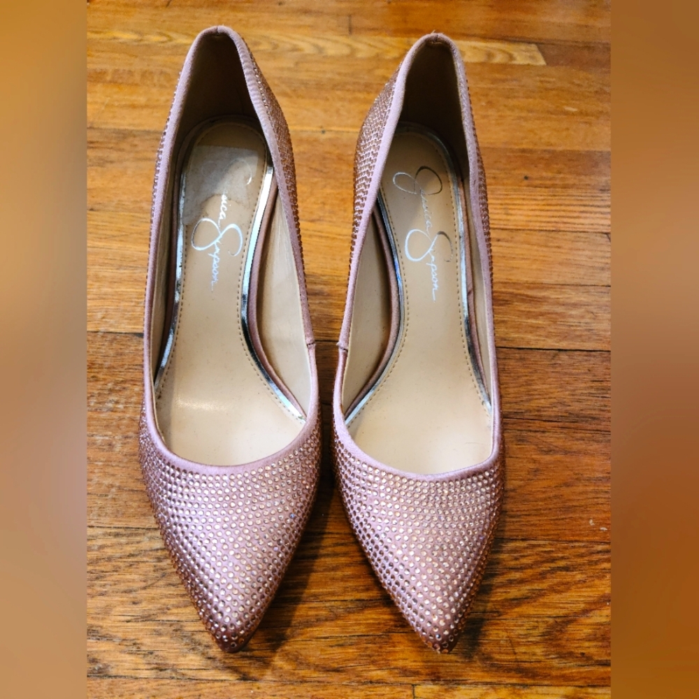 Pink Jessica Simpson Rhinestone Pumps